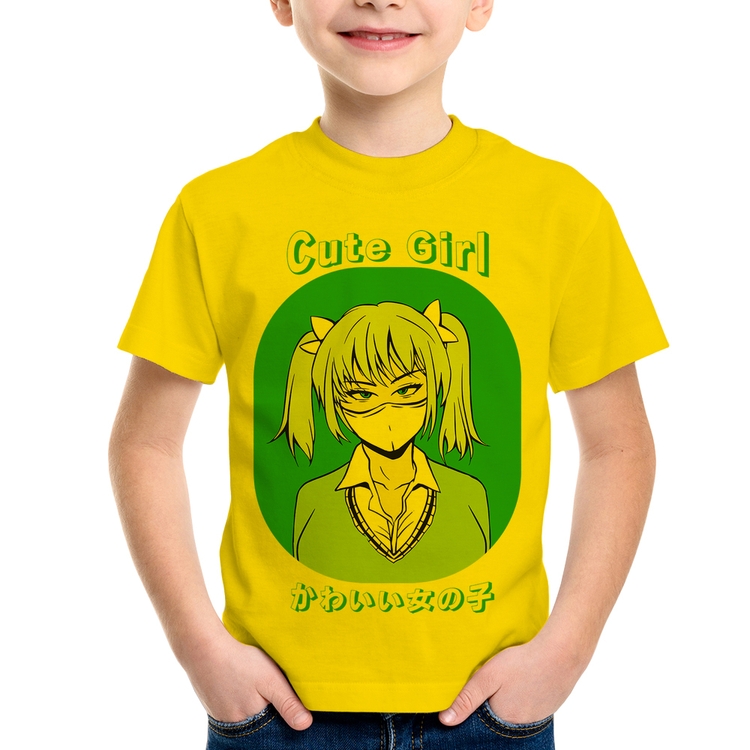 Camiseta Infantil Cute Girl - Amarela