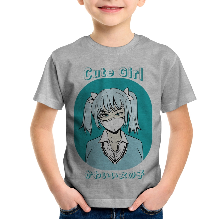 Camiseta Infantil Cute Girl - Cinza