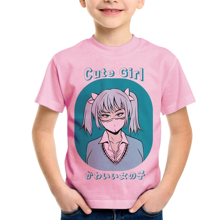 Camiseta Infantil Cute Girl - Rosa Bebê