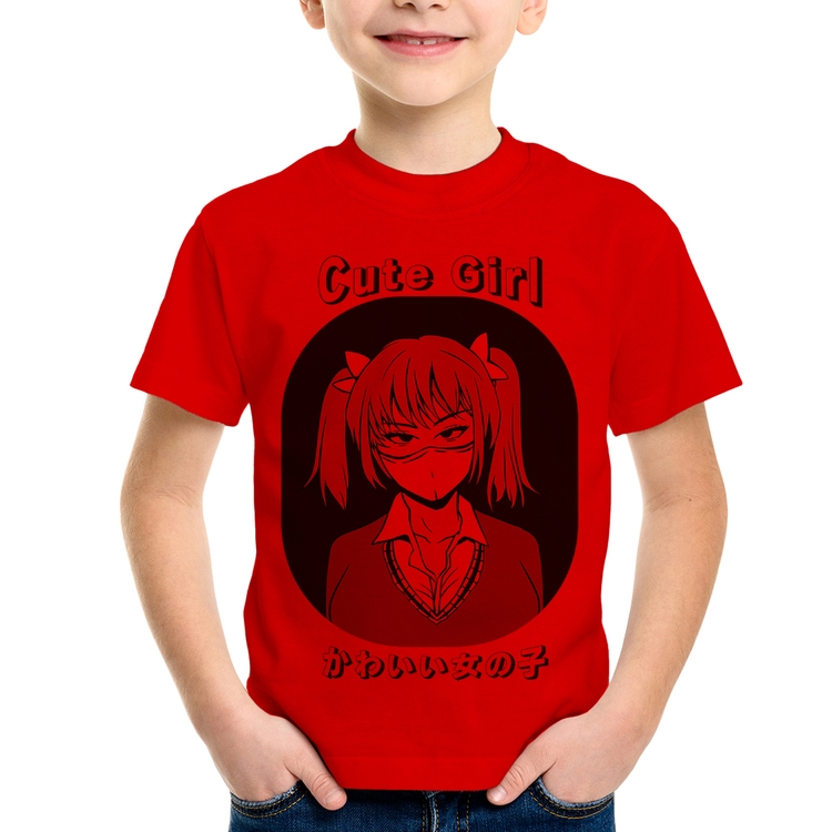Camiseta Infantil Cute Girl - Vermelha