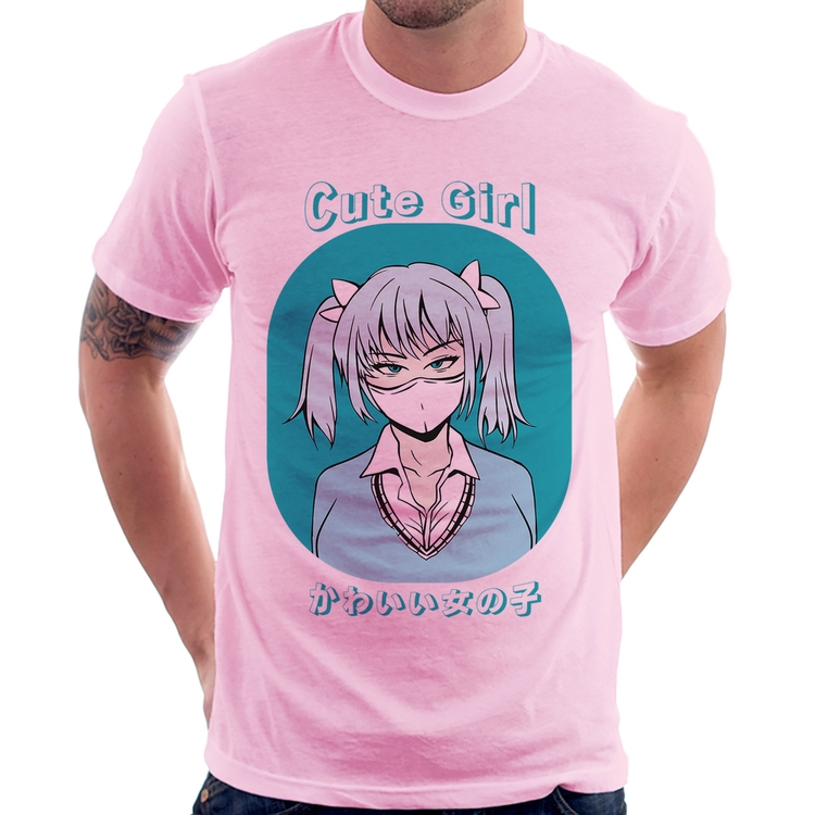 Camiseta Cute Girl - Rosa Bebê
