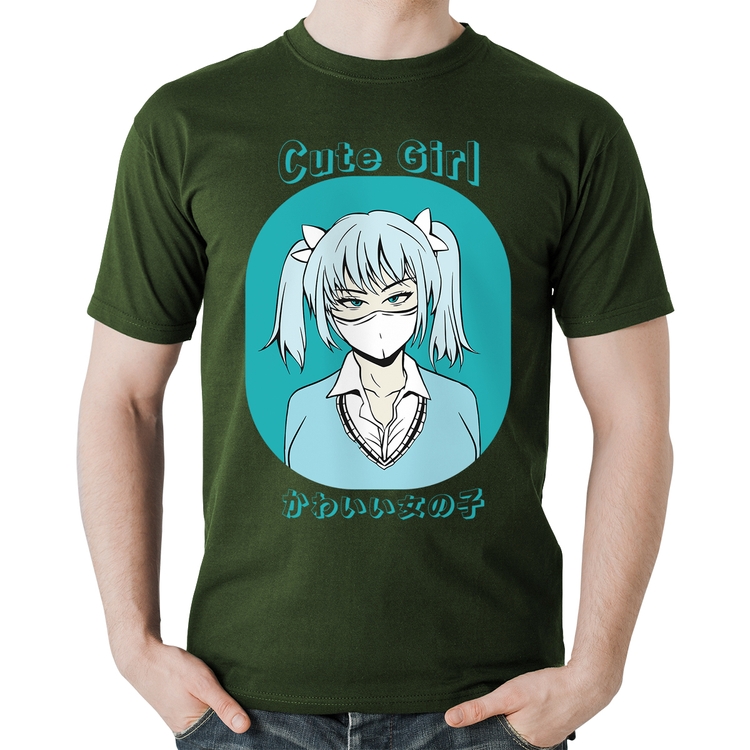 Camiseta Algodão Cute Girl - Musgo