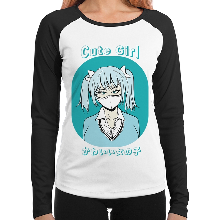 Baby Look Raglan Cute Girl Manga Longa