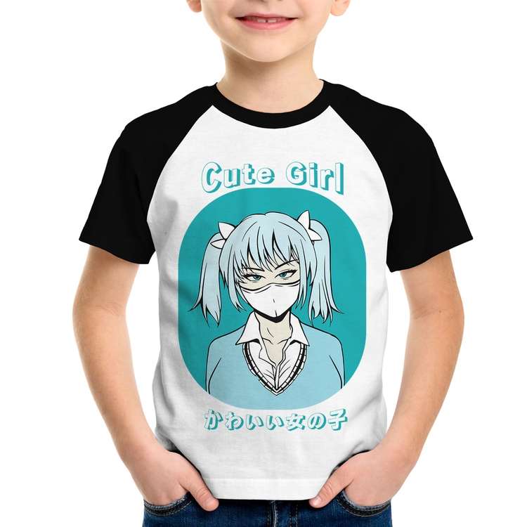 Camiseta Raglan Infantil Cute Girl