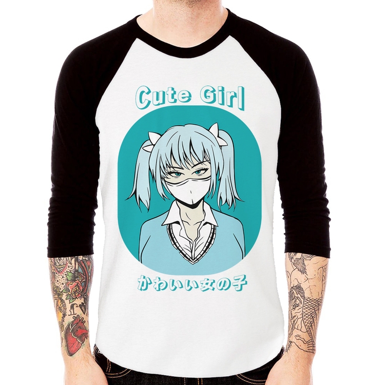 Camiseta Raglan Cute Girl Manga 3/4