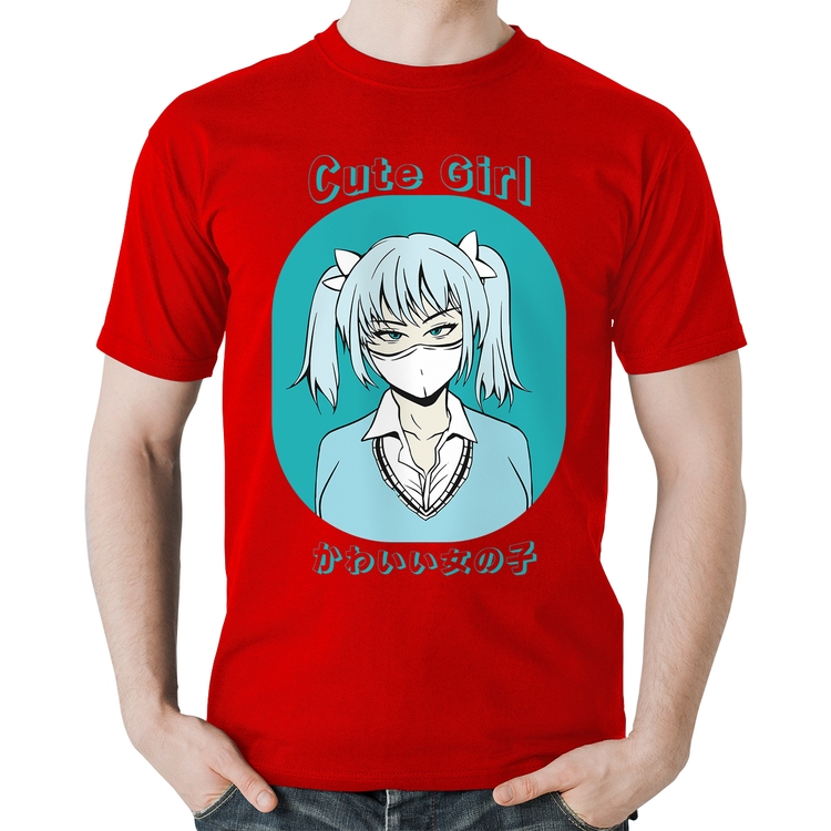 Camiseta Algodão Cute Girl - Vermelha