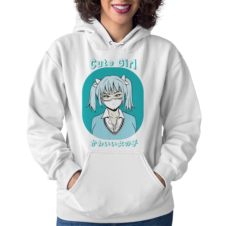 Moletom Feminino Cute Girl - Branco
