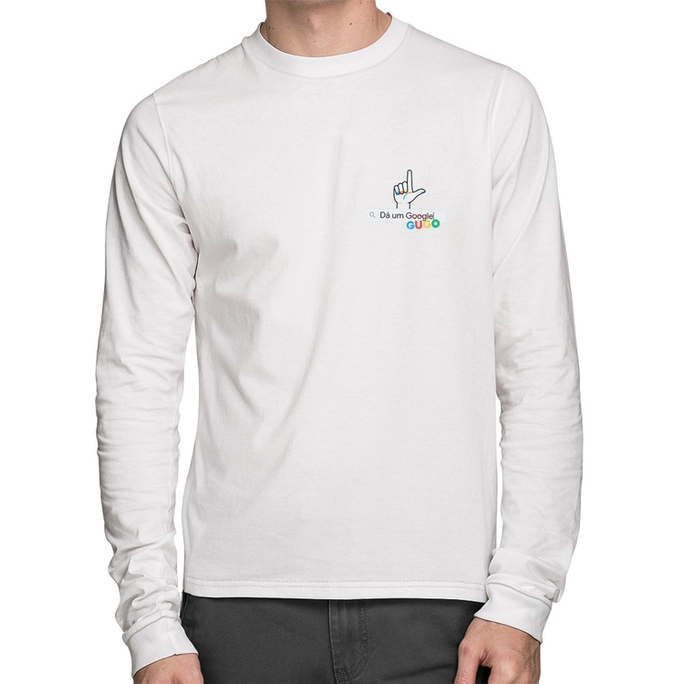 Camiseta Algodão Dá um GUGO Manga Longa - Branca