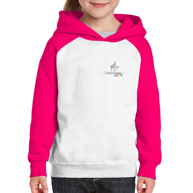 Moletom Infantil Dá um GUGO - Branco/Rosa