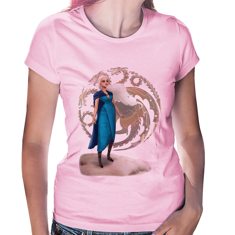 Baby Look Daenerys Targaryen Art - Rosa Bebê