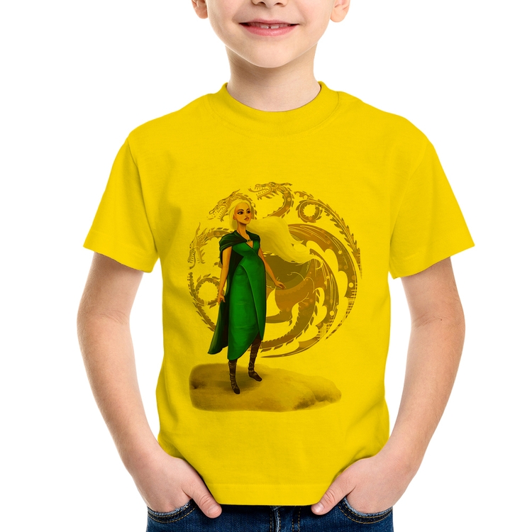 Camiseta Infantil Daenerys Targaryen Art - Amarela
