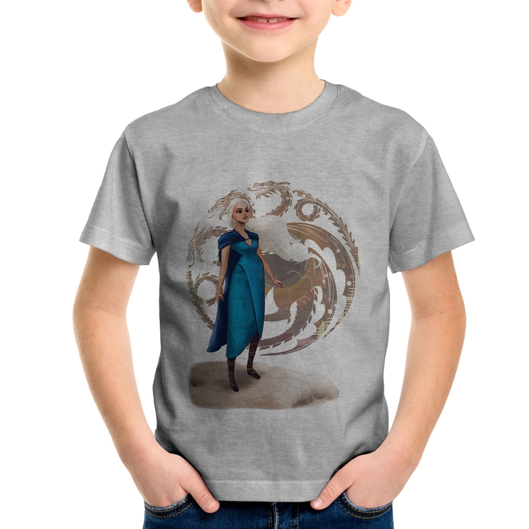 Camiseta Infantil Daenerys Targaryen Art - Cinza