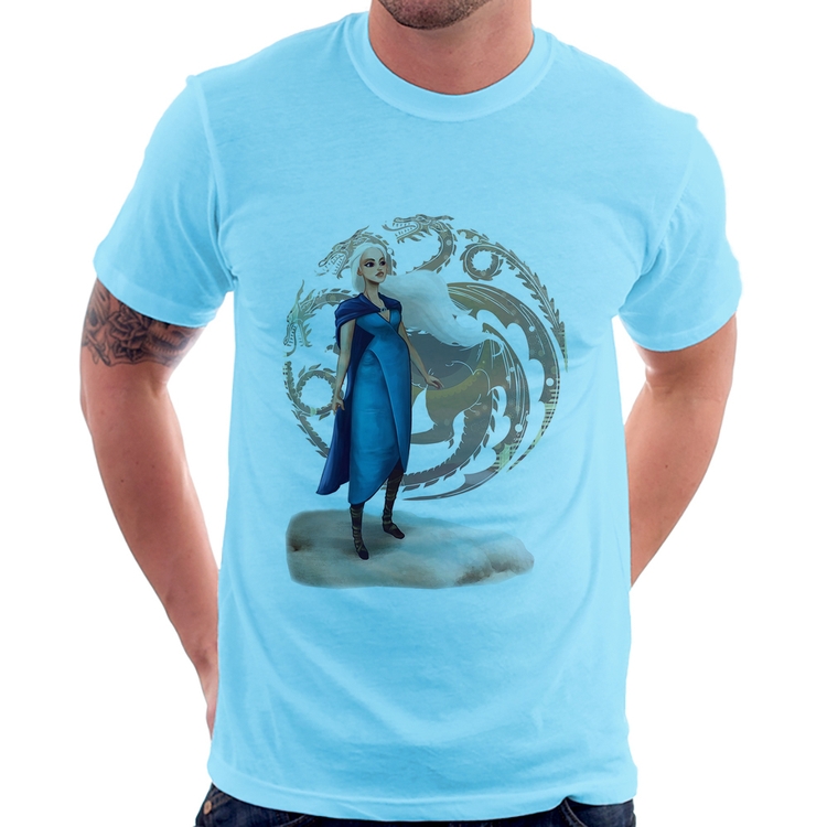 Camiseta Daenerys Targaryen Art - Azul Bebê