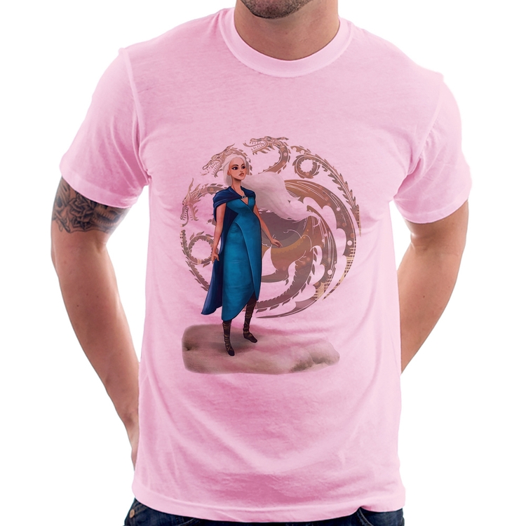 Camiseta Daenerys Targaryen Art - Rosa Bebê