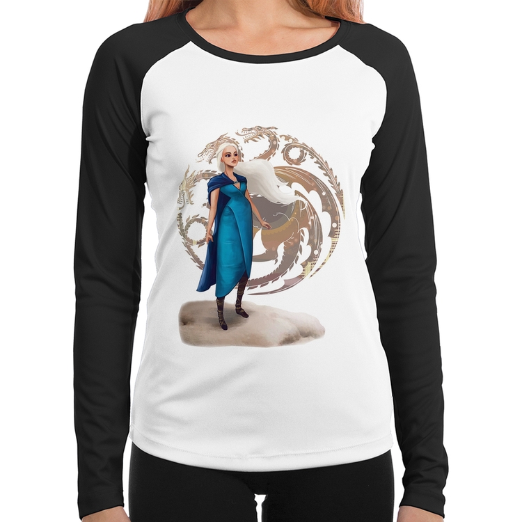 Baby Look Raglan Daenerys Targaryen Art Manga Longa