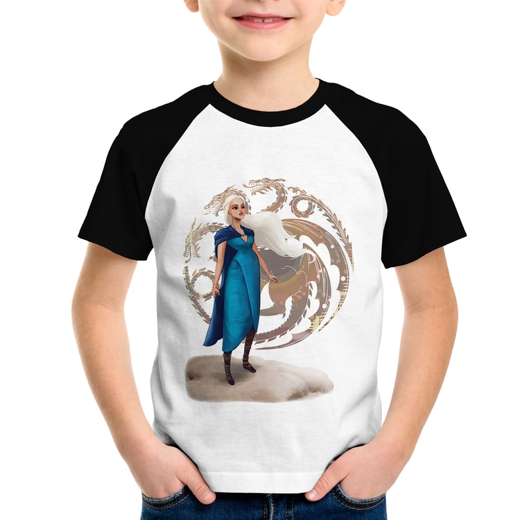 Camiseta Raglan Infantil Daenerys Targaryen Art