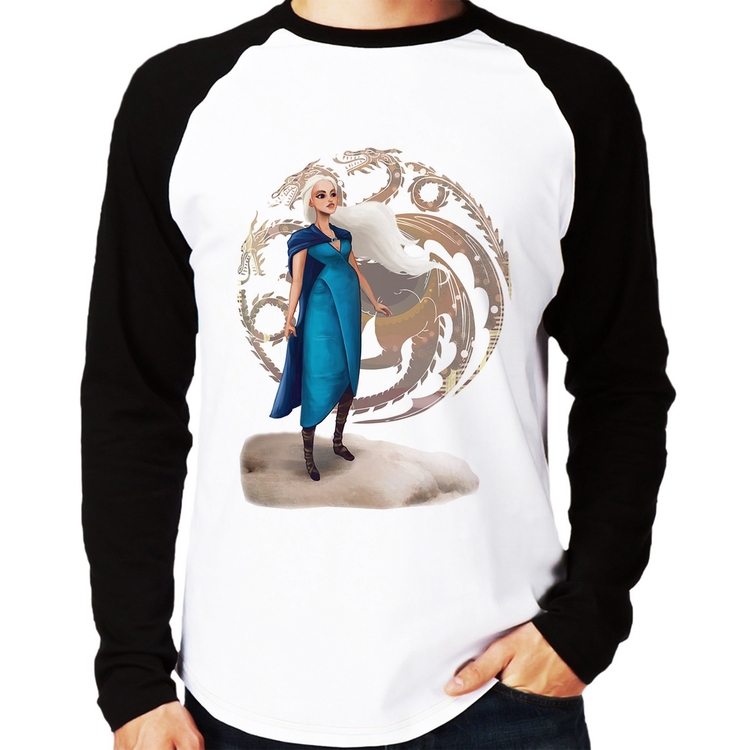 Camiseta Raglan Daenerys Targaryen Art Manga Longa