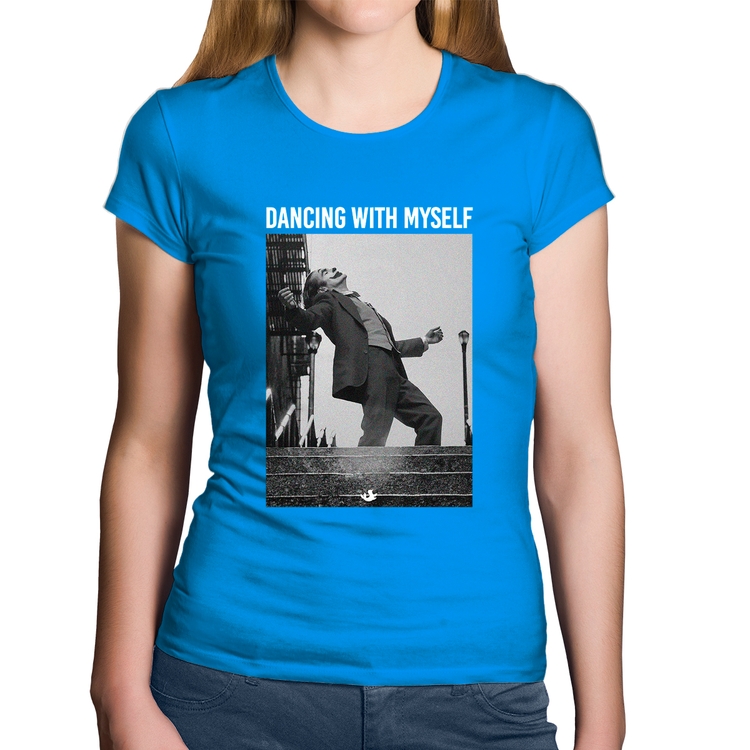 Baby Look Algodão Dancing with myself - Azul