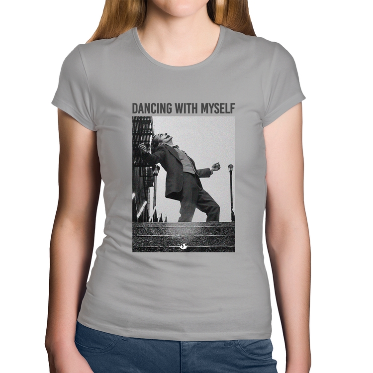 Baby Look Algodão Dancing with myself - Cinza