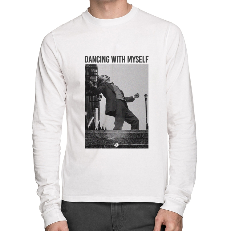 Camiseta Algodão Dancing with myself Manga Longa - Branca