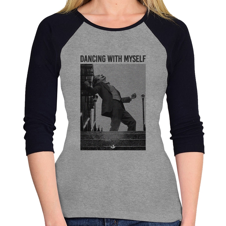 Baby Look Raglan Dancing with myself Manga 3/4 - Cinza/Preto