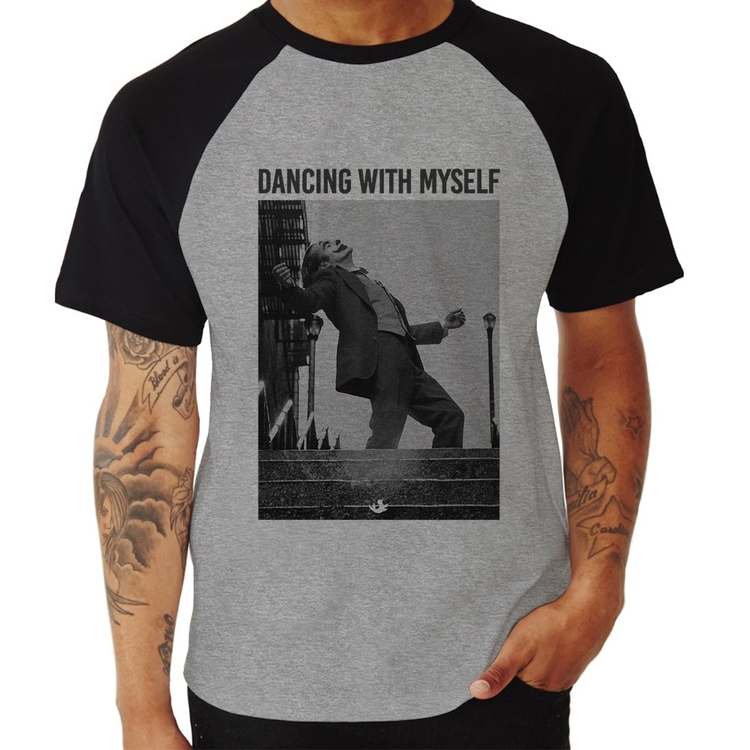 Camiseta Raglan Dancing with myself - Cinza/Preto