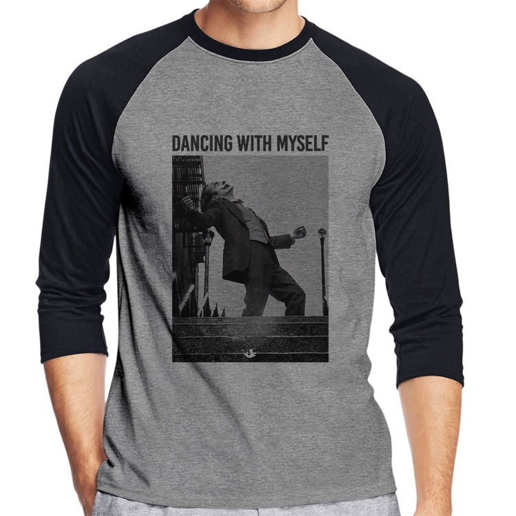 Camiseta Raglan Dancing with myself Manga 3/4 - Cinza/Preto