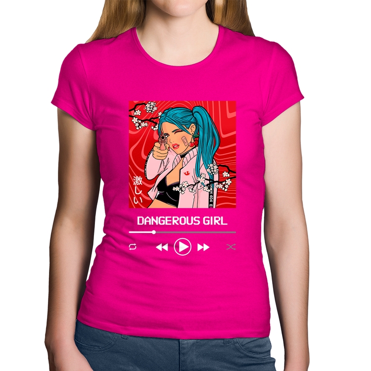 Baby Look Algodão Dangerous Girl - Rosa