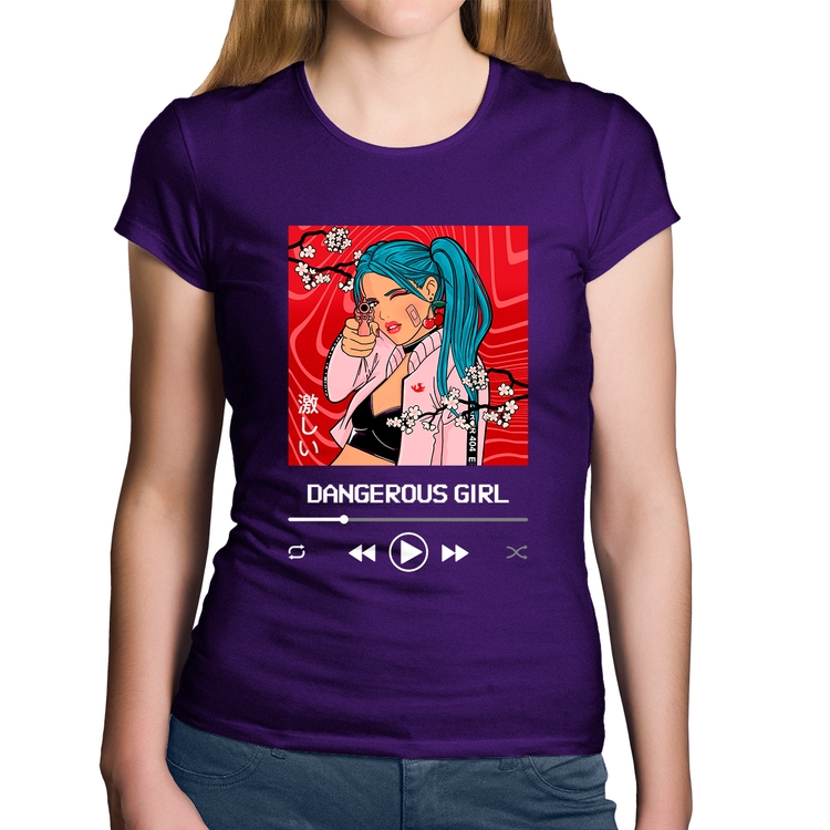 Baby Look Algodão Dangerous Girl - Roxa