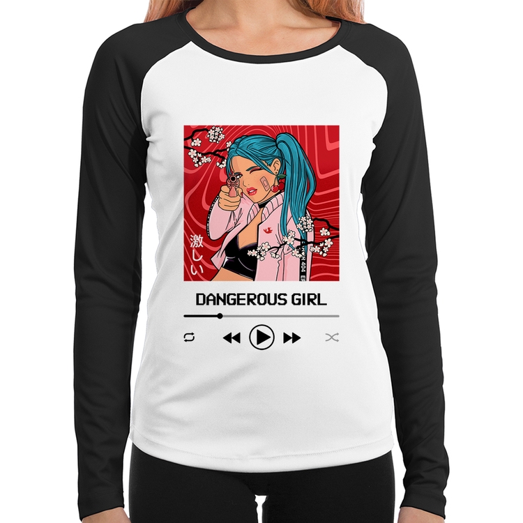 Baby Look Raglan Dangerous Girl Manga Longa