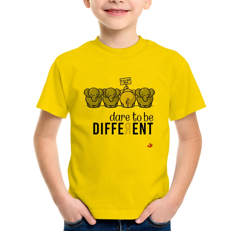 Camiseta Infantil Dare to be different - Amarela