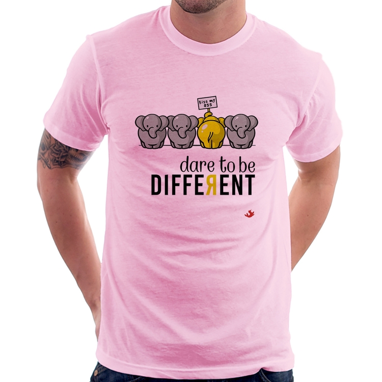 Camiseta Dare to be different - Rosa Bebê