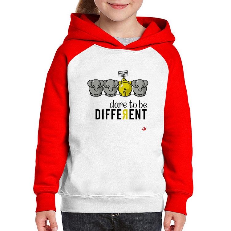 Moletom Infantil Dare to be different - Branco/Vermelho