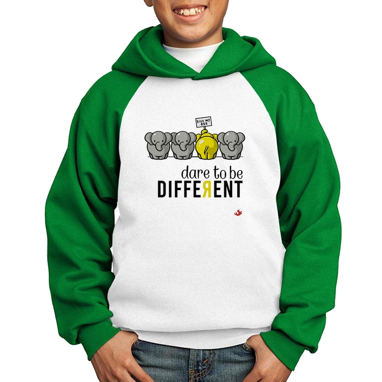 Moletom Infantil Dare to be different - Branco/Verde