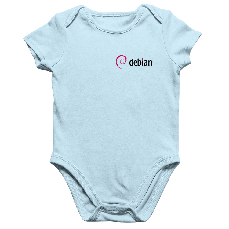 Body Bebê Algodão Debian Linux - Azul Bebê
