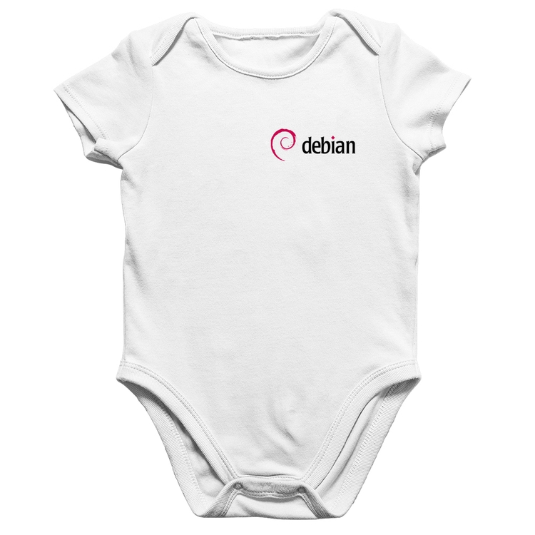 Body Bebê Algodão Debian Linux - Branco