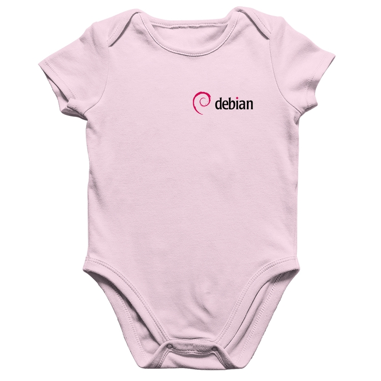 Body Bebê Algodão Debian Linux - Rosa Bebê
