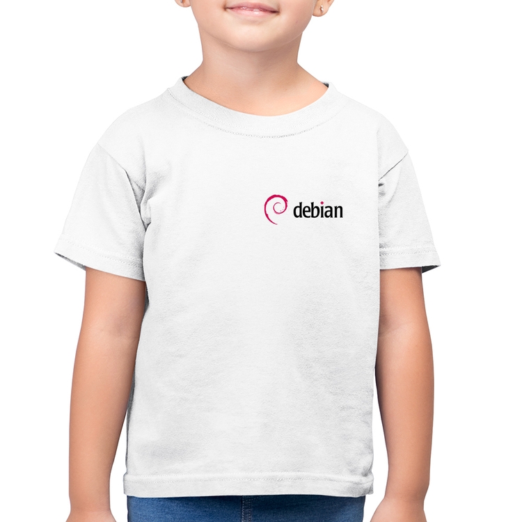 Camiseta Algodão Infantil Debian Linux - Branca
