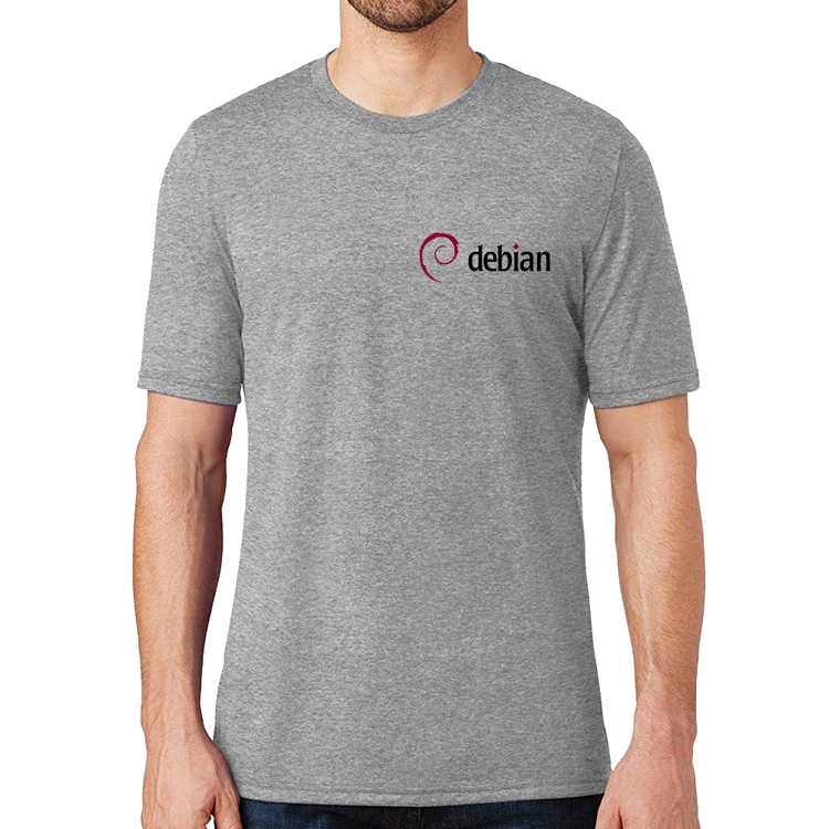 Camiseta Debian Linux - Cinza