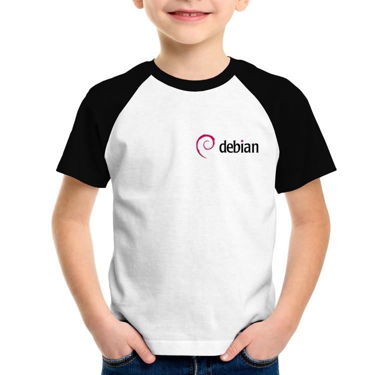 Camiseta Raglan Infantil Debian Linux