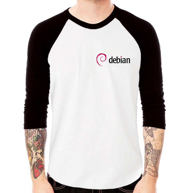 Camiseta Raglan Debian Linux Manga 3/4