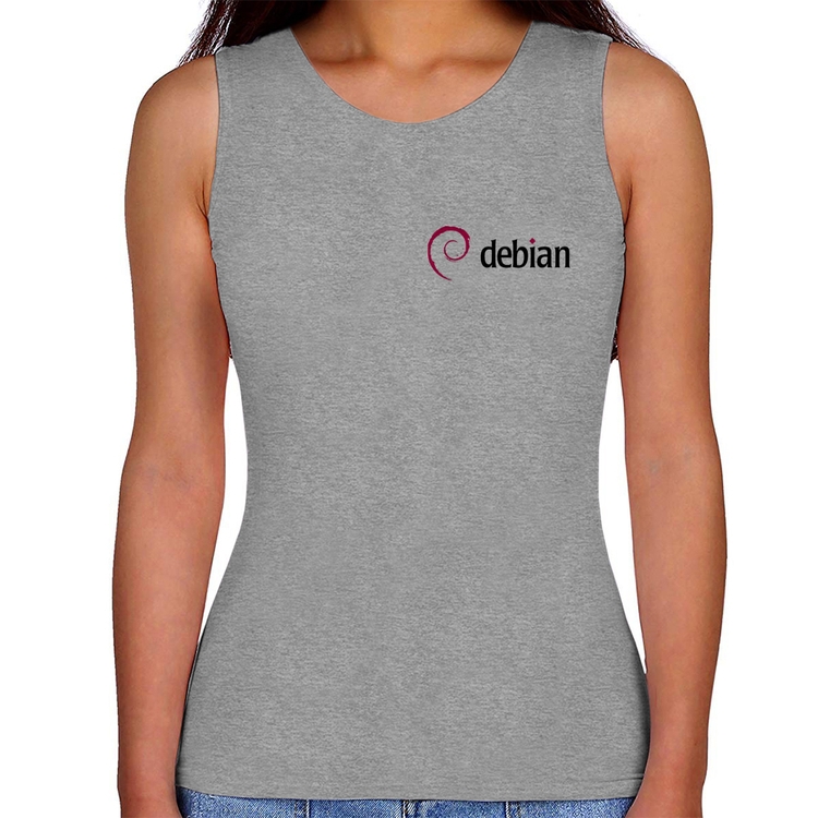Regata Feminina Debian Linux - Cinza