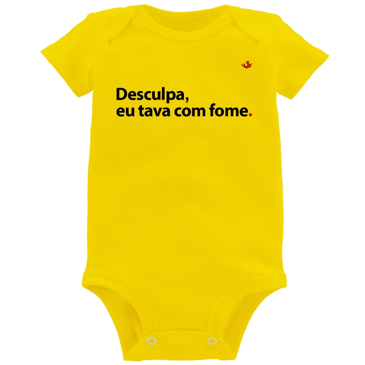 Body Bebê Desculpa, eu tava com fome - Amarelo