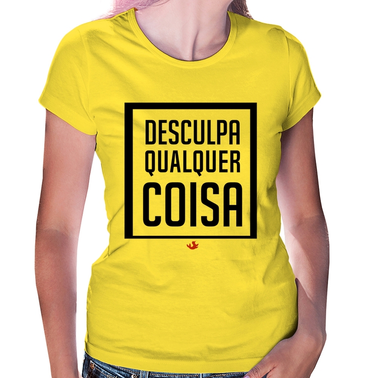 Baby Look Desculpa Qualquer Coisa - Amarela