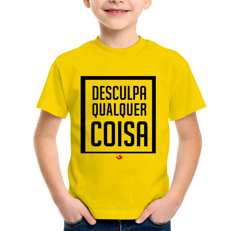 Camiseta Infantil Desculpa Qualquer Coisa - Amarela