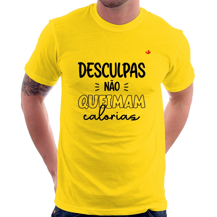 Camiseta Desculpas não queimam calorias - Amarela