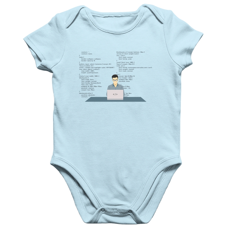 Body Bebê Algodão Desenvolvedor Front-end CSS - Azul Bebê