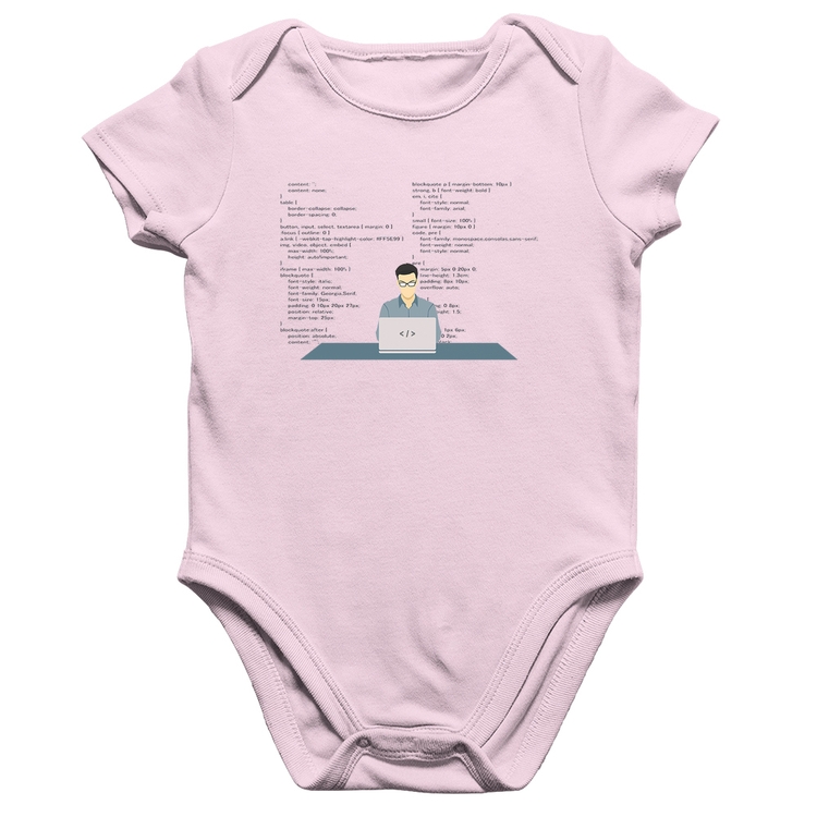 Body Bebê Algodão Desenvolvedor Front-end CSS - Rosa Bebê