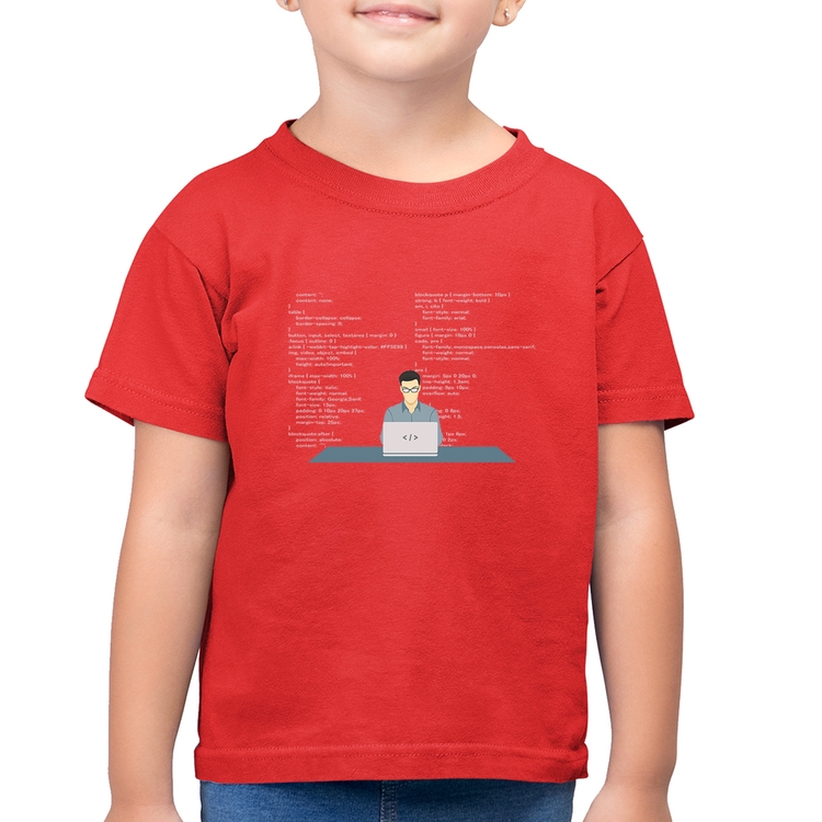 Camiseta Algodão Infantil Desenvolvedor Front-end CSS - Vermelha