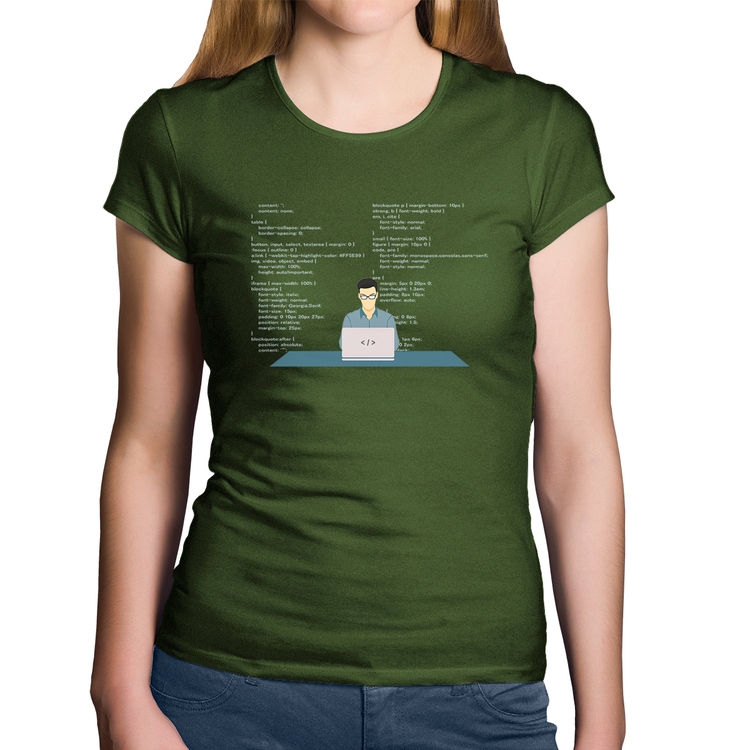 Baby Look Algodão Desenvolvedor Front-end CSS - Musgo